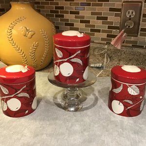 New 3pc set Ceramic Apple Spice candles